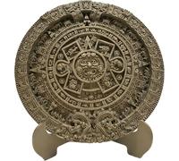 Genérico Réplique pierre du soleil 23 x 21 cm avec base - Calendrier aztèque décoratif - Sculpture du soleil aztèque mésoaméricaine - Figurine culturelle mexicaine pour maison, bureau et collection