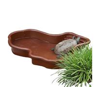 Generico Reptile Water Dish - Large Turtle Feeding Bowl And Bathing Pool | Imitation River Style Reptile Bowl for Tortoise, Gecko, And Snake | Durable ABS Tank with optional Drainage Design