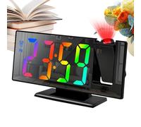 Generico Réveil à - Projecteur rotatif à 180 degrés 12/24 heures, réveil numérique alimenté par USB avec un 180° | Affichage heure/température, fonction snooze et LED 12/24 heures