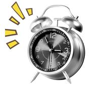Genérico Réveil pour chambre - Réveil analogique classique de bureau | Corps métallique rechargeable avec double cloche pour chambre, voyage, salle de bain