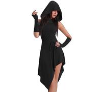 Genérico Robe gothique médiévale pour femme Renaissance avec capuche pour Halloween et carnaval Renaissance irrégulière