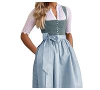 Genérico Robe traditionnelle tyrolienne pour femme avec dentelle, chemisier tyrolien, tablier tyrolien, carnaval, fête de l'Oktoberfest, 01 Gris, XL