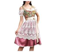 Genérico Robe traditionnelle tyrolienne pour femme avec dentelle, tablier tyrolien Oktoberfest, pour la fête de la bière, avec chemisier tyrolien, carnaval, 01 Rose, 40