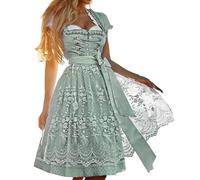 Genérico Robe traditionnelle tyrolienne pour femme avec tablier, chemisier tyrolien, épaules dénudées, robe traditionnelle de style moderne, 01 vert, XXXXL