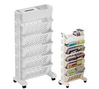 Generico Rolling Book Cart Mobile Bookshelf With Wheels, 6 Tier Rolling File Organizer | Bookcase Organizer, Mobile Utility Cart For Home School Teacher Classroom Paper Letter Organization