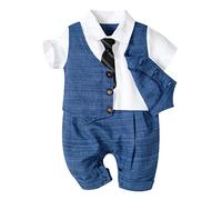 Générico Ropa Romper Jumpsuit Boys Button Infant Baby Formal Gentleman Boys trajes & Set (Blue, 0-3 Months)