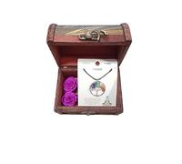 Genérico Roses éternelles violettes. Coffre vintage en bois. Rose violette éternelle préservée. Arbre de vie avec les sept chakras. Protection, stabilité émotionnelle et mentale.