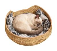 Generico Round Cat Bed - Pet Cat Bed | Comfortable Woven Washable Kitten Mat | Woven CatBed Indoor for Outdoor Winter Travel Car Camping Desk Bedside Window Chair Couch Room Shelter
