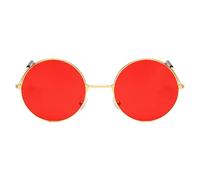 Genérico Runde Sonnenbrille - Retro-Hippie-Brille Mit Runden Getönten Gläsern, Runde Sonnenbrille Für Herren, Hippie-Brille Für Damen, Tolle Partygeschenke, Rouge, Consulte la descripción