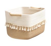 Generico Rustic Cotton Woven Storage Baskets | Organizing Baskets With Handles For Closet, Laundry, Bathroom, Bedroom, Kitchen, Perfect For Toys, Blankets, Towels, Books, And Home Storage Decor