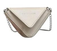 Genérico Sac à bandoulière pour femme | PU Leather Purse Tote Triangle en forme de triangle | avec lit superposé élégant pour plein air, voyage, vacances, shopping, blanc, Consulte la descripción