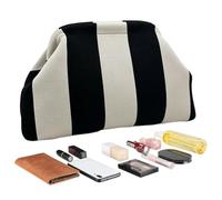Genérico Sac à bille - Sac d'embrayage au crochet | Élégant sac léger pour femme voyage de mariage décontracté, Noir et rayures blanches, Consulte la descripción
