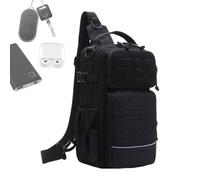 Generico Sac à dos à bandoulière à mouche - avec porte-bouteille et compartiment pour équipement, sacs à bandoulière pour hommes, camping, randonnée, sport, aventure, Noir, riferimento alla