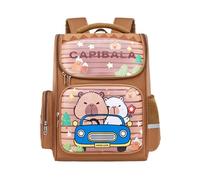 Genérico Sac à dos Capibara | Motif animal adorable | Imperméable grande capacité avec compartiment pour filles de la petite enfance école, voyage, camping, marron, Consulte la descripción