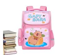 Genérico Sac à dos Capibara pour filles, Sac à dos avec imprimé Capibara | Imperméable grande capacité avec compartiment pour filles de la première enfance, école, voyage, camping, rose clair