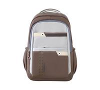 Generico Sac à dos d'école avec yeux brillants - Blocs de couleur - Sac de sport pour enfants - Sac à dos en cuir pour étudiants du collège, Café, Taglia unica, Sac à dos daypack