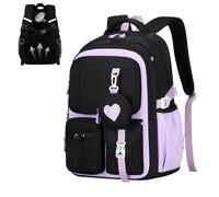 Generico Sac à dos d'école pour adolescents avec plusieurs poches - Sac à dos pour adolescents pour école secondaire - pour adolescents, voyage, avion, école primaire et secondaire, aubergine, Fare