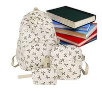 Genérico Sac à dos élégant pour femme avec nœud papillon - Grand sac à dos polyvalent pour l'école, les voyages | Organisateur de maquillage intégré | Pour enseignant, élève, usage quotidien et