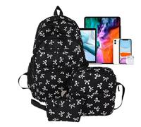 Genérico Sac à dos élégant pour femme avec nœud papillon - Grand sac à dos polyvalent pour l'école, les voyages | Organisateur de maquillage intégré | Pour enseignant, élève, usage quotidien et
