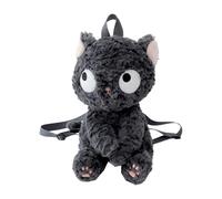 Genérico Sac à dos en peluche - noir tripes-noir | Sac à dos de chat doux et doux, confortable et clair avec bretelles réglables pour filles, garçons, garçons
