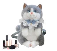 Generico Sac à dos en peluche pour chat réaliste - 55 cm, 550 g, peluche + coton PP - sac de dessin animé animaux pour femmes, filles, étudiantes, voyageurs, campus, shopping et voyage