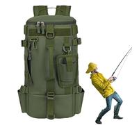 Genérico Sac à dos Fishinger avec supports de canne | Tackle Sling Bag, grand sac de rangement pour équipements, sac de voyage pour pêche, camping, randonnée, Vert armée, Consulte la descripción