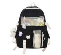 Generico Sac à dos Kawaii Filles - Grande Capacité Ours Accessoire Avec Broches Et Pendentif | Dossier Japonais Multi Poche Pour Adolescents, Collège, Université, Voyage, Utilisation Quotidienne