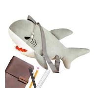 Genérico Sac à dos Requin - Peluche 50 x 20 cm | Peluche Requin Cartoon | Sac à dos esthétique Poupée garnie | Sacs à dos en peluche requin unique doux pour jardin, école, voyage et maison, Gris, Voir
