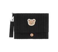 Genérico Sac à langer pliable avec broderie mignonne | avec compartiment pour sangle de chariot et rangement de couches - Pour maman, papa, enfant, fille, voyage, escapade, route, hôpital, Noir