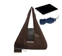 Genérico Sac à main en cuir | Sac à bandoulière pliable avec porte-clés | pour femmes, filles, voyage, shopping, plein air, école, bureau, plage, pique-nique, quotidien, excursion, voyage, Café foncé