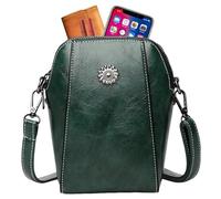 Generico Sac à messager vertical - Pusque de téléphone en cuir rétro d'excellente qualité | BASSE DE TÉLÉPHONE pour espèces, lunettes, clés, passeport, travail, rendez-vous, achats, voyage, Dark Green