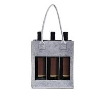 Genérico Sac à vin en feutre pour 6 bouteilles d'encre avec poignée, Gris clair, Consulte la descripción, Voir description