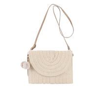 Generico Sac de paille de plage, fourre-tout en paille de voyage, sac de vacances avec pendentif boule - sac de plage chic pour le shopping, la randonnée, le camping, les rencontres, les voyages