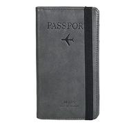 Genérico Sac de passeport multifonctionnel RFID à la mode | Sac de voyage long givré en PU, sac pour cartes de visite avec argent, sac de voyage avec fermeture éclair, Gris, Consulte la descripción,