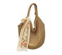 Genérico Sac de plage en crochet | Dentelle et ruban style bohème avec mailles creuses - Sacs de vacances pour femmes | pour lunettes de , protection solaire, cosmétiques, shopping et