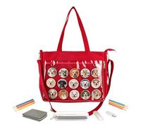 Genérico Sac fourre-tout avec fenêtre transparente, fermeture éclair pour le rangement, pour le bricolage, pour adultes, femmes, loisirs, shopping, école et voyage, rouge, Consulte la descripción