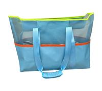 Generico Sac fourre-tout en maille pour plage, fourre-tout d'été de plage - sac à main imperméable pour épicerie d'épaule serviettes vêtements piscine vacances voyage shopping, Bleu,