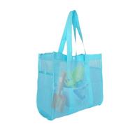 Generico Sac fourre-tout en maille - Sac de plage léger - Grand sac imperméable en maille, organisateur réutilisable pour jouets idéal pour l'été voyage vacances en famille natation et camping, bleu