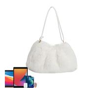 Genérico Sac fourre-tout en peluche avec grande capacité, multifonctions, sac à bandoulière portable pour la communication, sac fourre-tout pour femme, blanc, Consulte la descripción