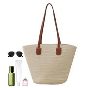 Genérico Sac tissé pour femme, petit sac tissé, sacs à main légers en tissu de paille, sacs à main multifonctionnels portables à la mode pour les jours, beige, Consulte la descripción