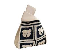 Genérico Sacs à main mignons tricotés pour le travail | sac à bandoulière pour étudiants | Sac à provisions en tricot léger avec motif d'ours en plein air, beige, Consulte la descripción