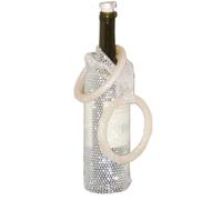 Genérico Sacs à vin : bouteille de champagne en avec diamants d'imitation, Blsa de rangement avec poignée, bouteilles de vin Cn imitation diamant, élégant porte-bouteille de vin P, Blanc