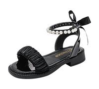 Generico Sandales Bébé Fille Et Fille Princesse Antidérapant Sandales Pour Filles D'été Légères Sandales Pour Filles Doux Piscine Chaussons Pour Filles Élégant Respirant Chaussures De Plage, Noir , 29