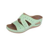 Generico Sandales compensées pour femme - Bout ouvert d'été - Sandales d'été confortables antidérapantes à bouche de poisson orthopédiques - Sandales brodées florales respirantes - Chaussures
