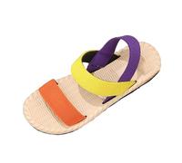Generico Sandales décoratives plates à bout avec bloc de couleur tendance pour femme légères et confortables avec sangle élastique, jaune, 37 EU