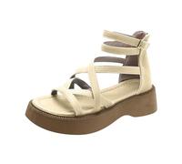Generico Sandales D'été Femmes Bout Ouvert Confortable Sandales Compensées Vintage Respirant Antidérapant Chaussures D'été Support Arc Léger Sandales De Marche Souple Mode Plage Sandale De Mer, Blanc