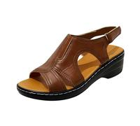Generico Sandales D'été Femmes Vintage Élégantes Chaussures D'Été Antidérapant Confortable Respirant Sandales Compensées Stand Arc Plage Sandale De Marche Doux Léger Mode Sandale De Mer, marron, 38 EU