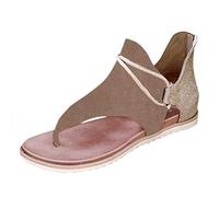 Genérico Sandales d'été pour femme avec fermeture éclair et clip au design confortable et décontracté pour la plage et un usage quotidien, kaki, 42 EU