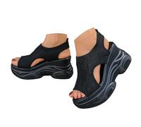 Genérico Sandales d'été pour femme confortables avec plateforme haute en toile, respirantes, confortables, légères tendances, polyvalentes, durables, usage quotidien, souples, style décontracté et