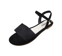 Generico Sandales D'été pour Femmes Antidérapantes Élégantes Chaussures D'été À Bout Ouvert Vintage Respirant Sandales Plates Basses Doux Mode Sandales De Marche Plage Lumière Sandales De Plage, Noir
